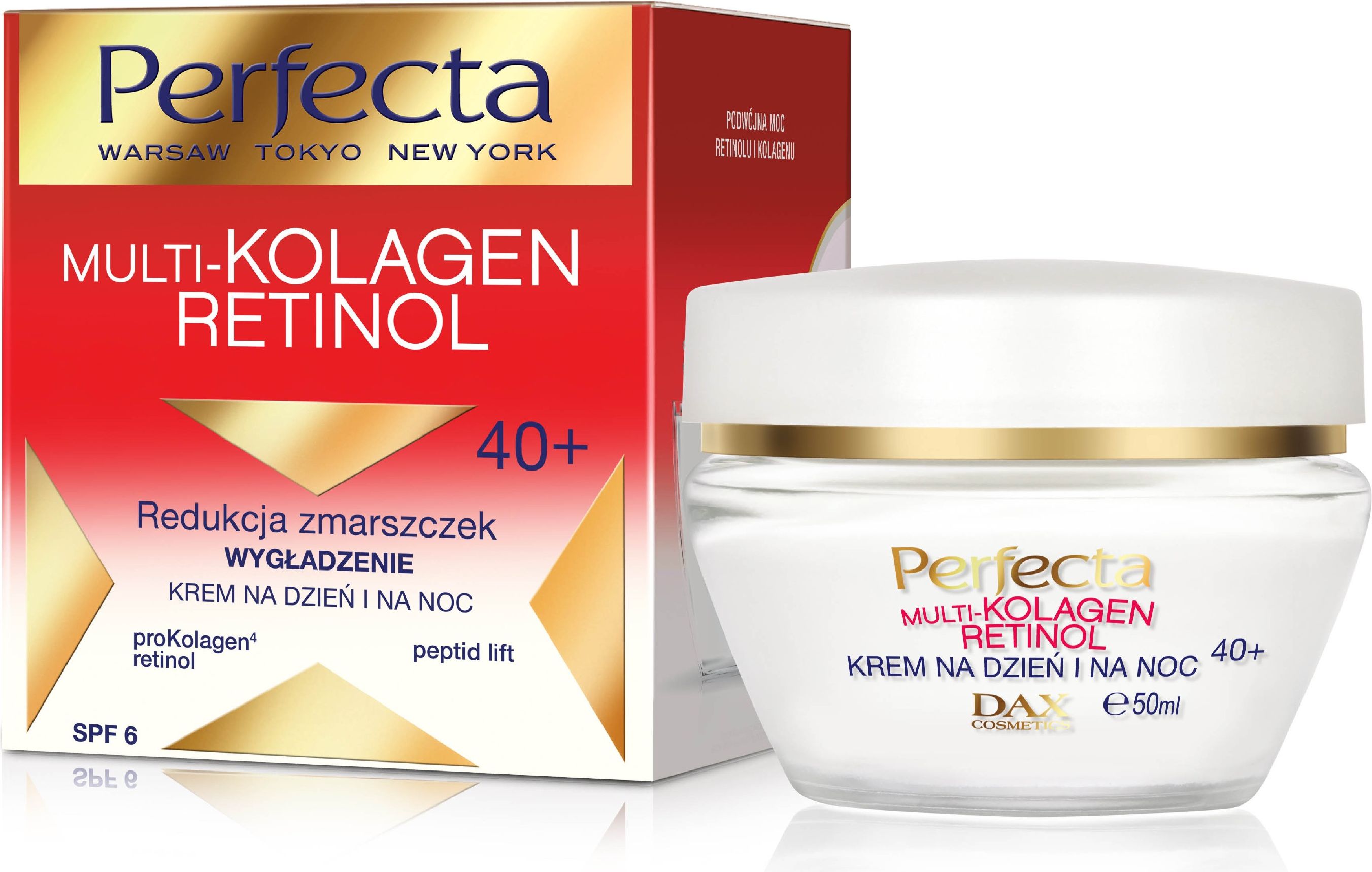 Perfecta Krem do twarzy Multi-Kolagen Retinol 40+ wygładzający 50ml