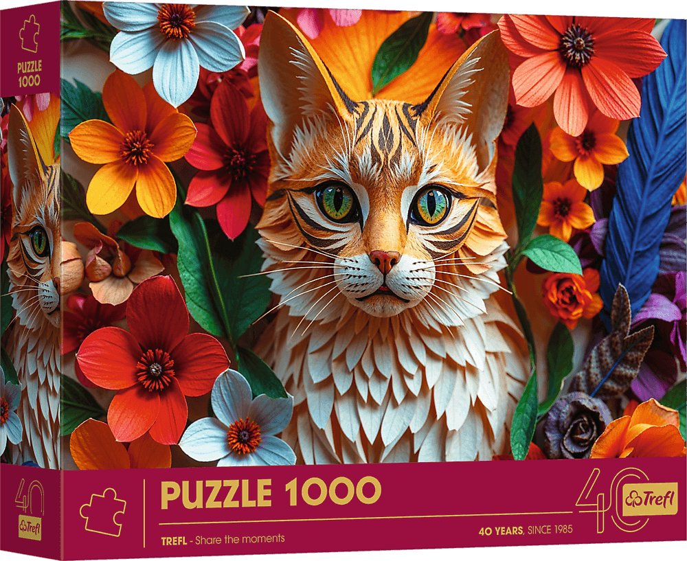 Trefl Puzzle z efektem 3D - 40-lecie Trefl - Kot 1000 elementów (40040)