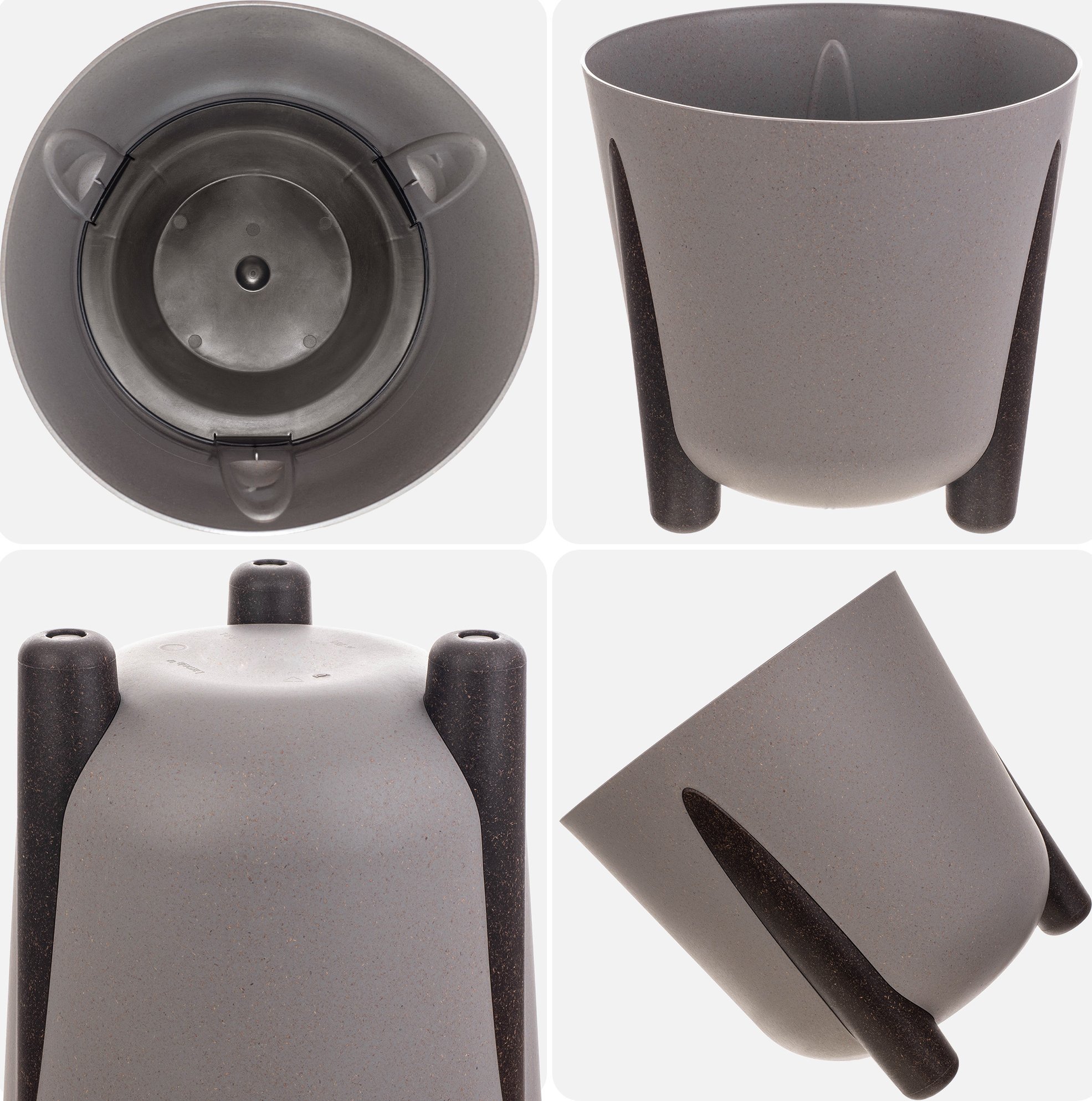 KADAX Doniczka Donica Na Kwiaty Eco Osłonka Nóżki Z Wkładem 21cm szara