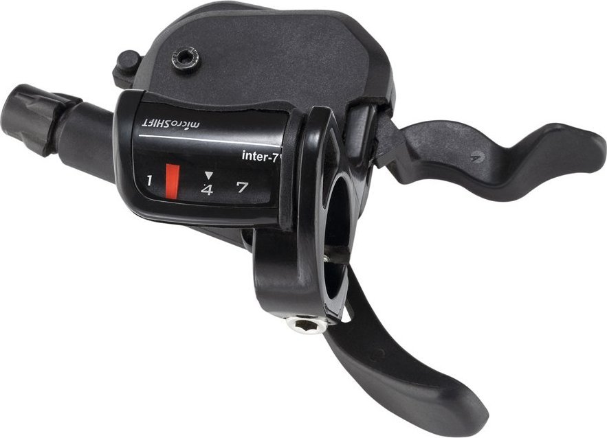 Microshift Manetka MICROSHIFT, Prawa, 7.rzędowa, Kompatybilne z Shimano, Xpress Shifter, Optyczny Wskaźnik Przełożeń, Czarna (NEW)