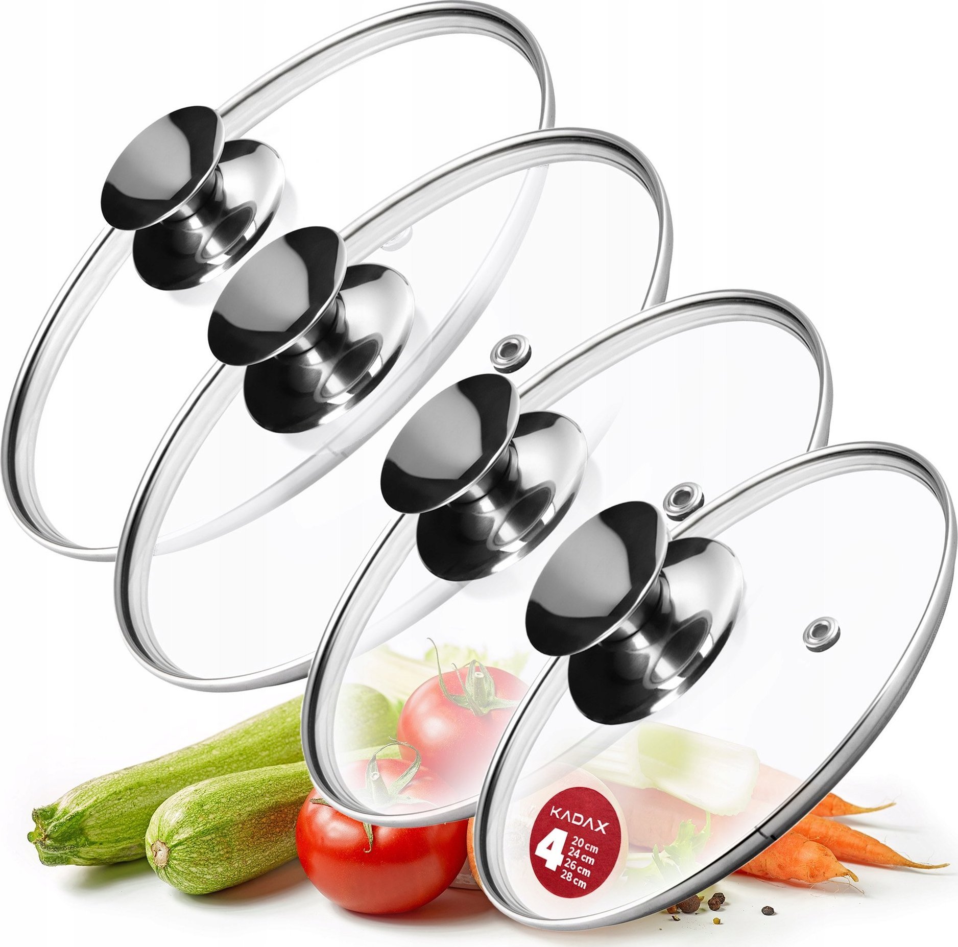 Kadax KADAX Pokrywka Szklana Zestaw Pokryw 20/24/26/28cm