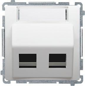 Kontakt-Simon Basic Pokrywa gniazda teleinformatycznego podwójna z polem opisowym biała (BMGKS2P.01/11)
