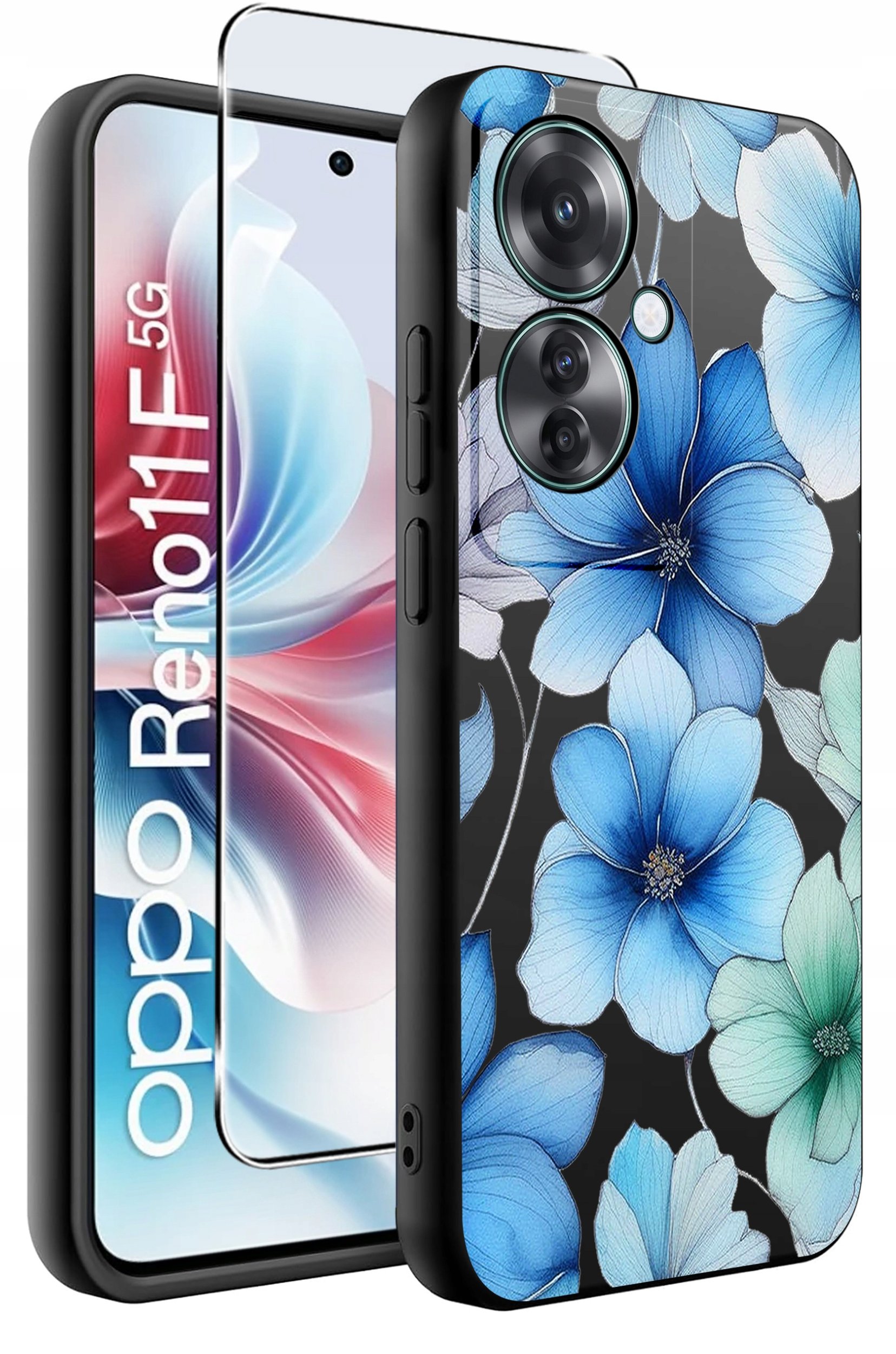 ETUI do Oppo Reno11 F 5G WZORY | SILIKONOWE MATT CASE + SZKŁO HARTOWANE 9H