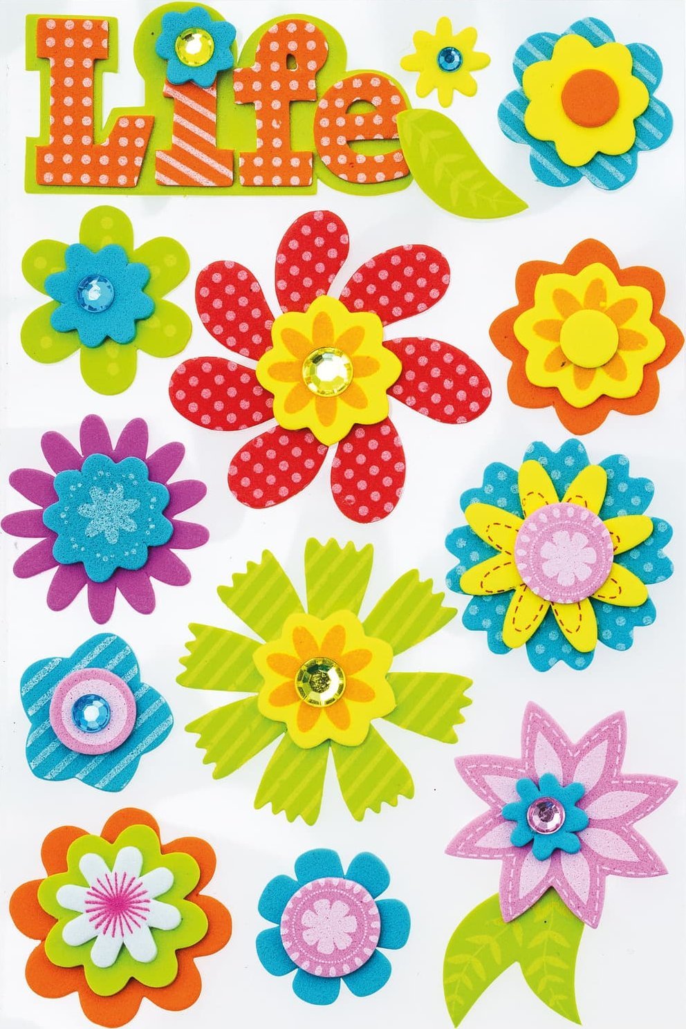 BREWIS Naklejki z pianki kwiatki 12szt MIX