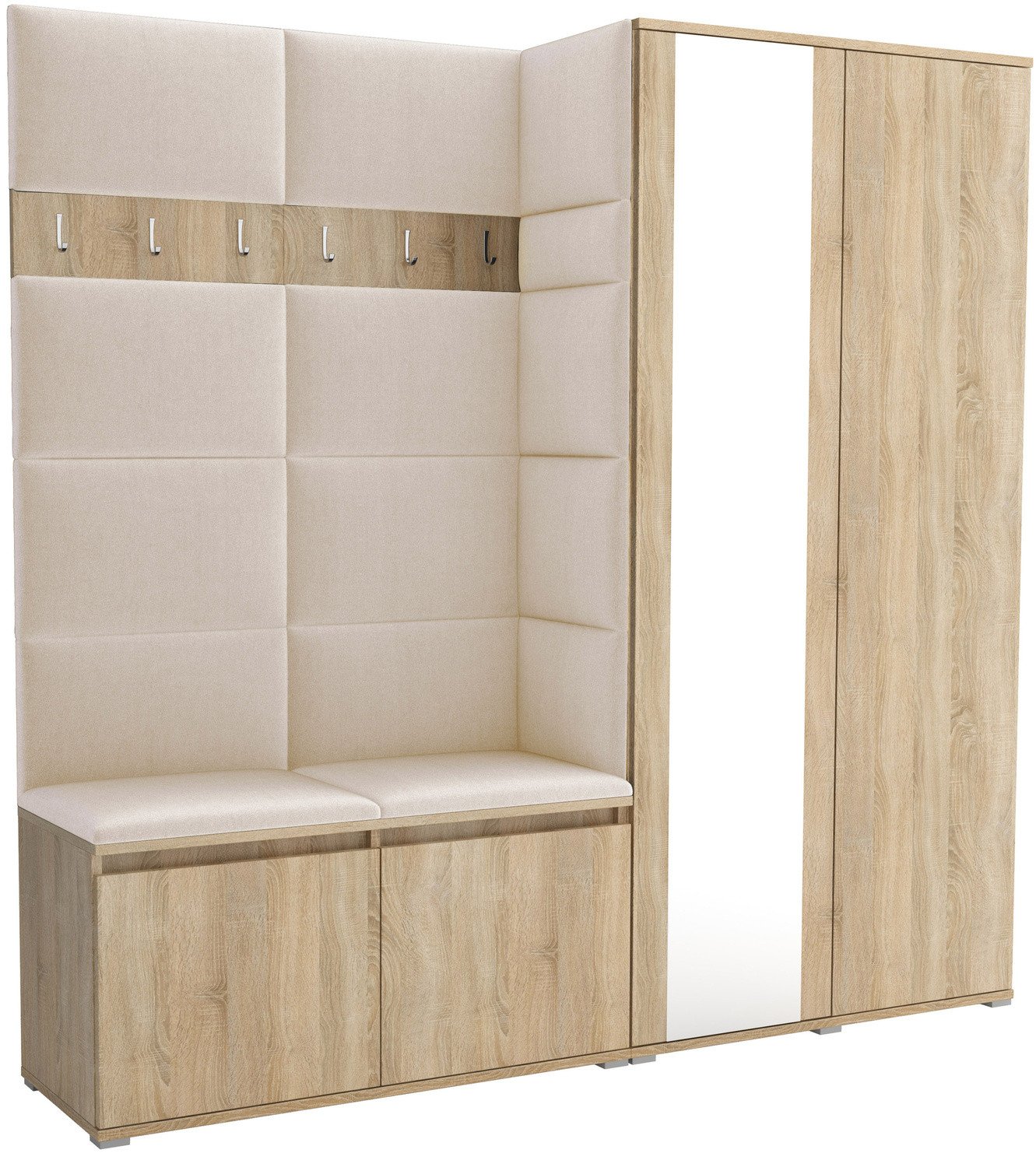 Tapicerowana garderoba Noris IV z lustrem - kolor sonoma + tkanina Trinity 01