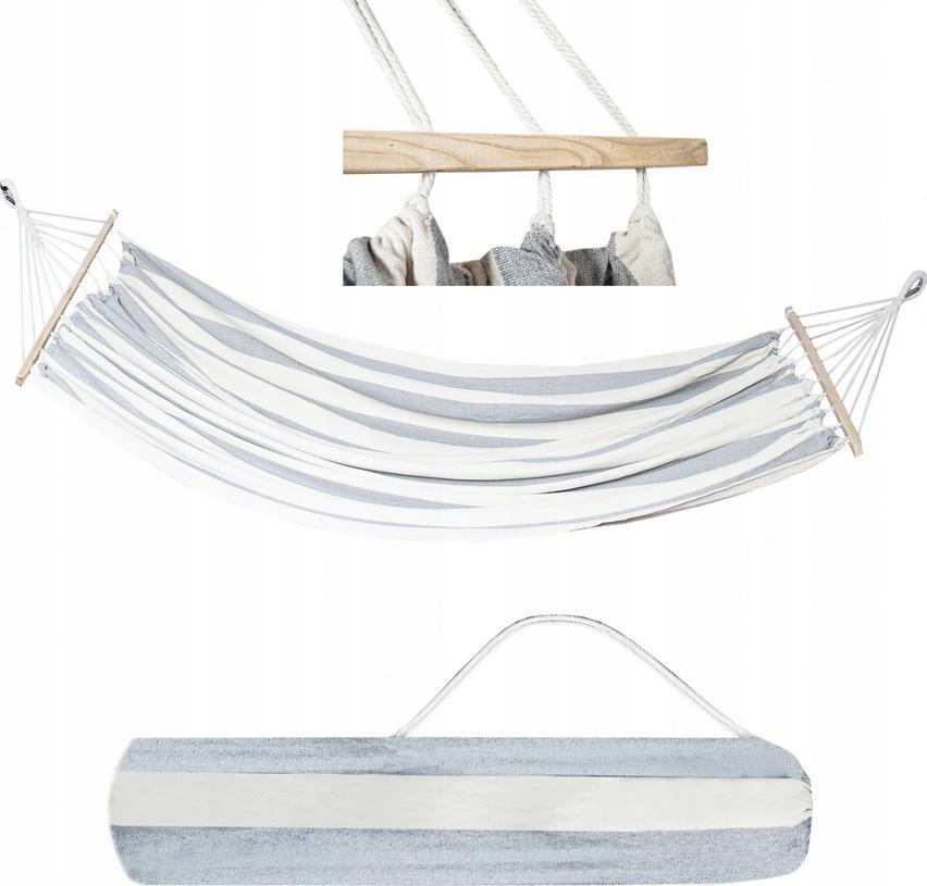 SunActive Duży Hamak Ogrodowy Brazylijski Dwuosobowy Drążek
