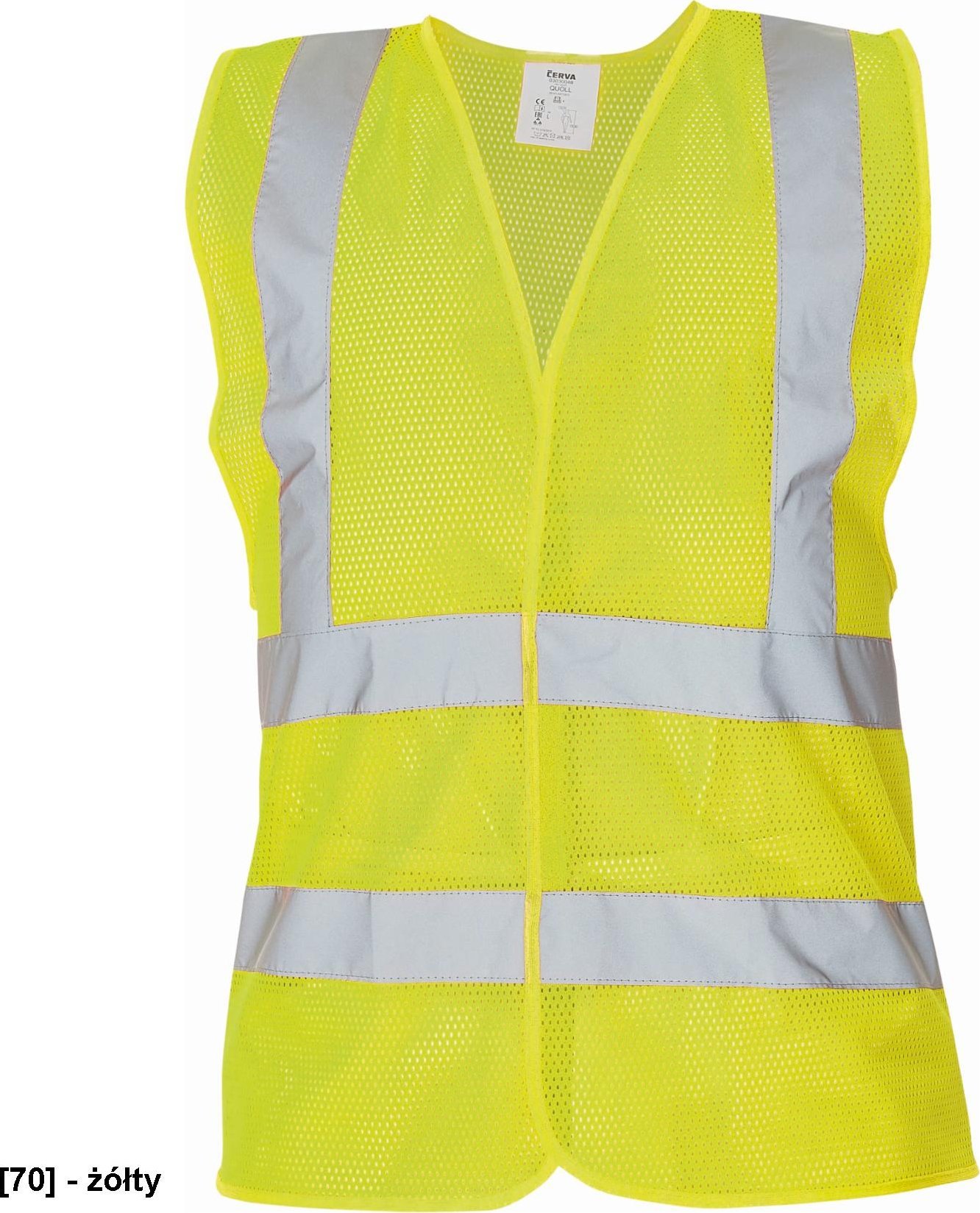CERVA QUOLL - Kamizelka Hi-Vis z taśmami odblaskowymi z oddychającej poliestrowej siateczki - żółty XXL