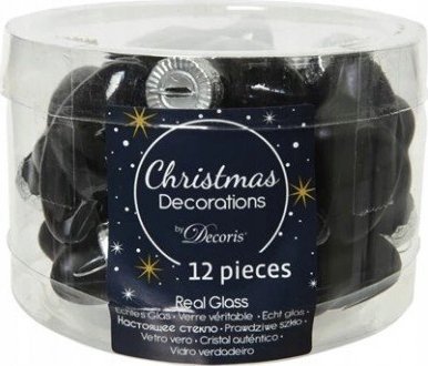 Kaemingk Bombki choinkowe czarne gwiazdki zestaw 12 szt.