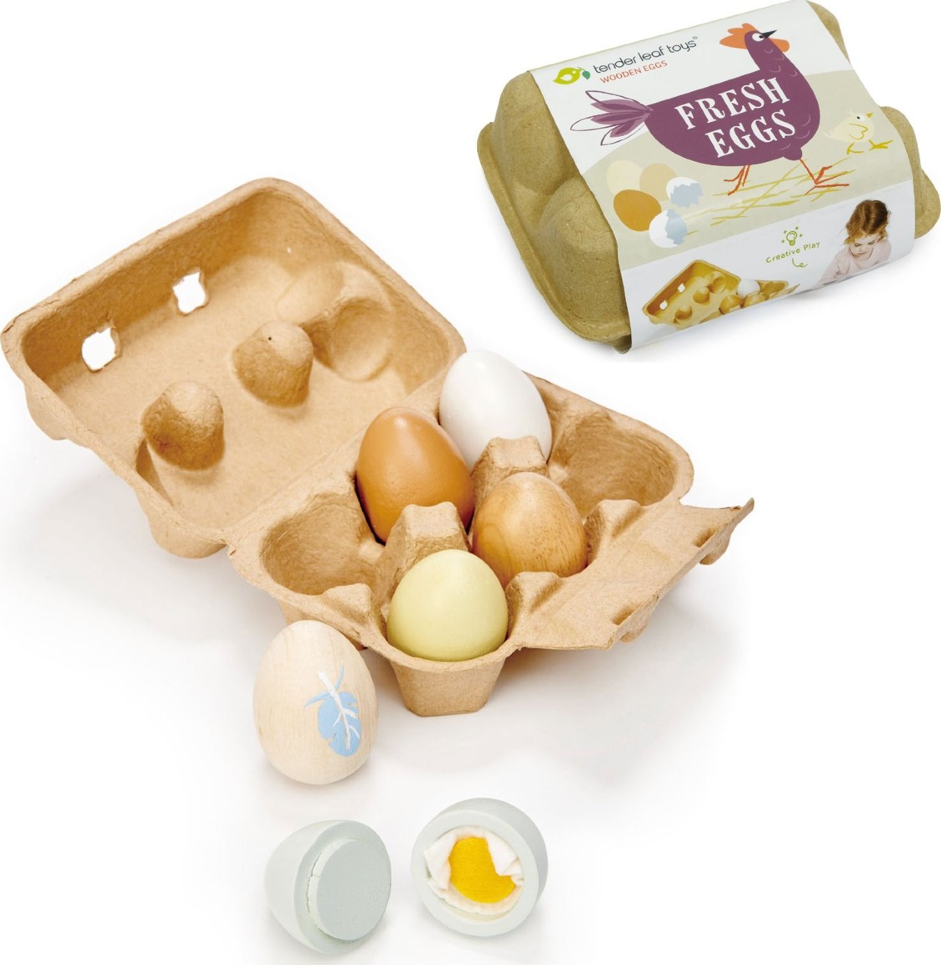 Tender Toys Drewniane jajka Tender Leaf Toys