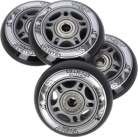 Nils Extreme PU 72x24 82A CZARNE N (4 szt.) + ABEC-9 (8 szt.) ZESTAW NILS EXTREME