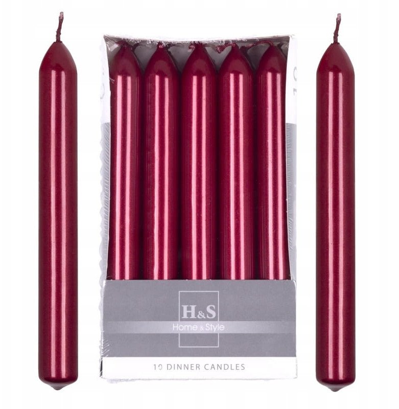 Świeca stołowa prosta DONAU HOME, lakierowana, 20x170 mm, 10 szt., czerwona