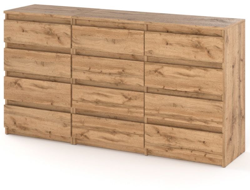 Komoda 12 Szuflad Nowoczesna Drewniana Szafka Młodzieżowa Rtv 180cm Wotan