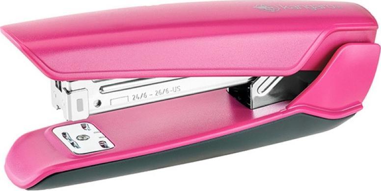 Zszywacz Kangaro Zszywacz KANGARO Nowa-45, zszywa do 25 kartek, plastikowy, w pudełku PP, różowy