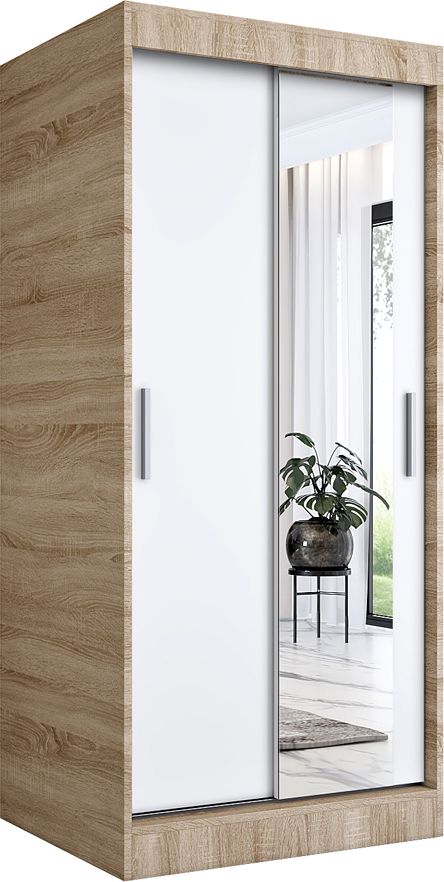 Elior Szafa przesuwna w kolorze dąb sonoma + biały - Palmira 2X