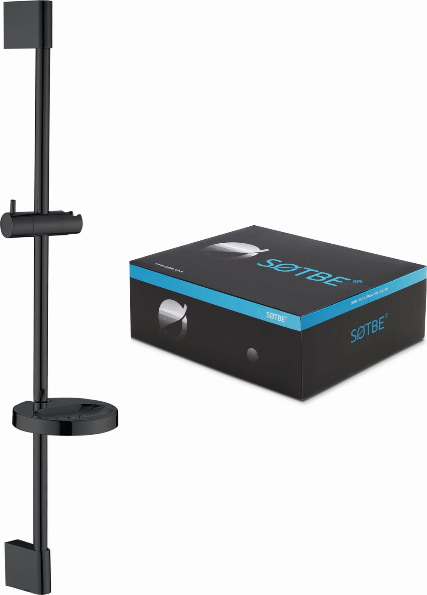 Sotbe SOTBE LARK BLACK Drążek prysznicowy z mydelniczką CZARNY