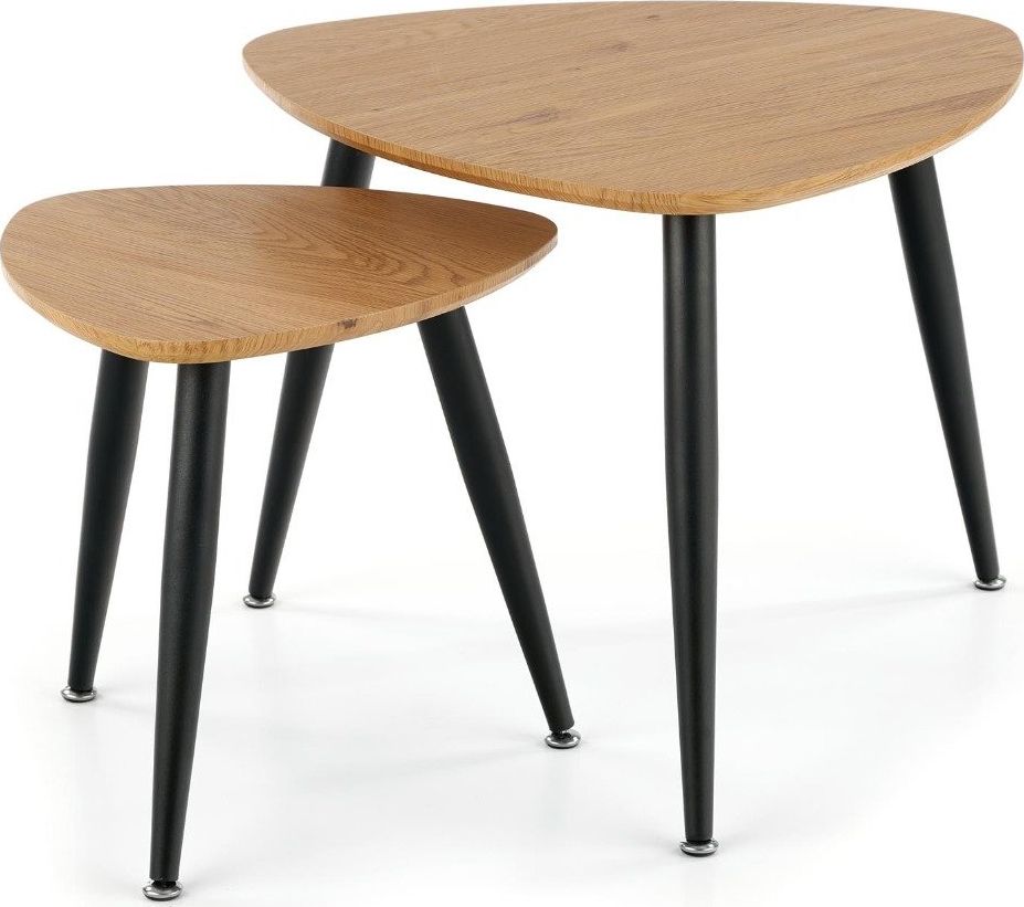 Halmar Zestaw 2 stolików kawowych NICEA 2 dąb/czarny