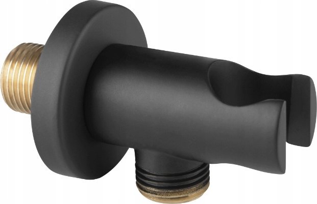 Ferro Przyłącze kątowe G1/2 do węża natryskowego, z uchwytem, czarny