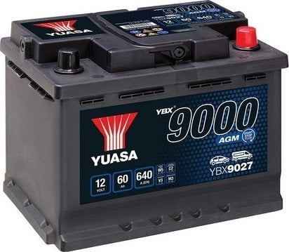 Akumulator YUASA 12V 60Ah/640A START&STOP AGM YBX9000 AGM Start Stop Plus (P+ standardowy) 242x175x190 B13 (agm/rozruchowy)
