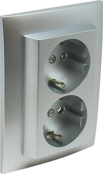 Efapel EFAPEL LOGUS90 GNIAZDO PODWÓJNE SCHUKO ALUMINIUM 90332 CAL