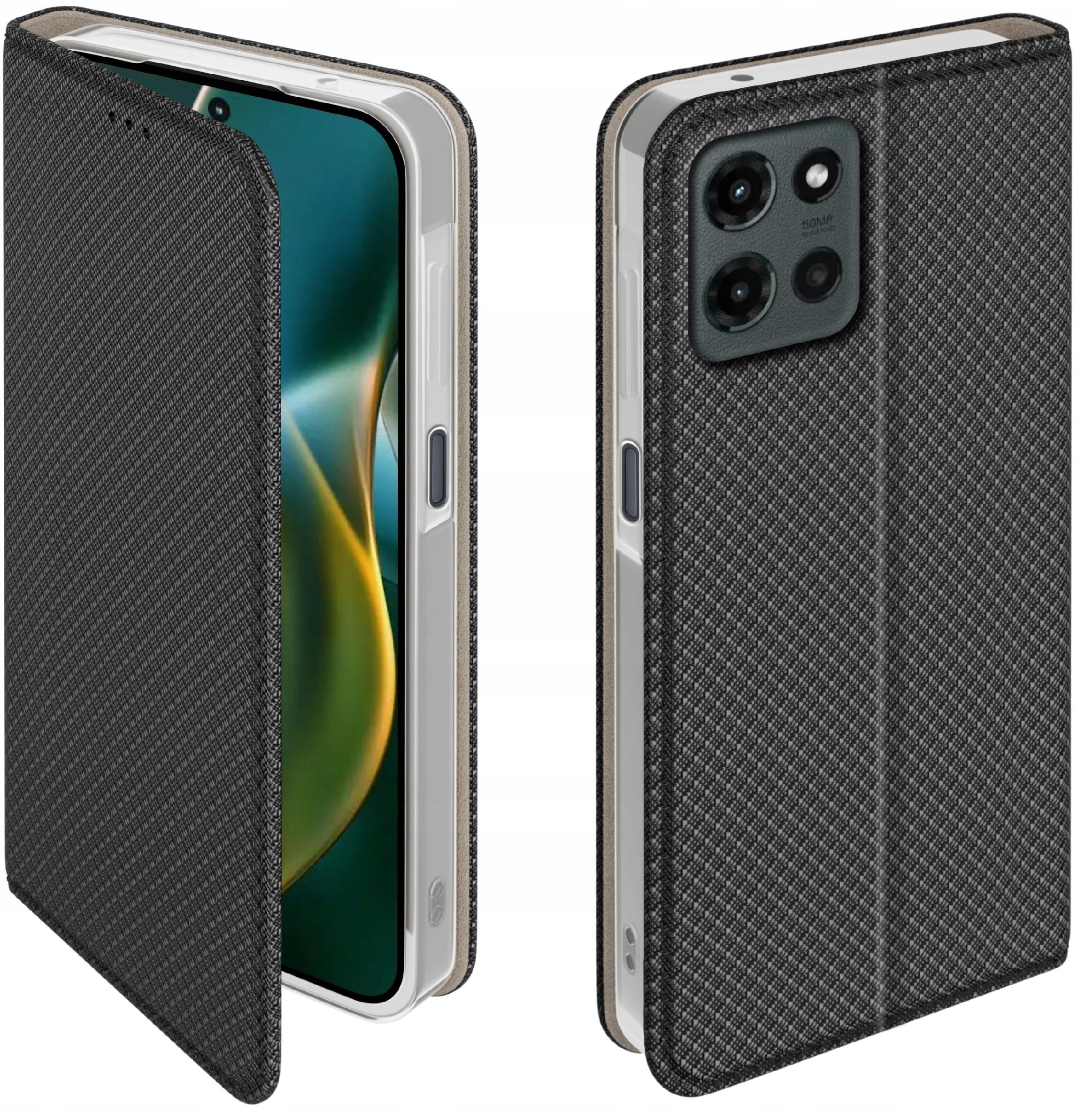 Etui z klapką do Motorola Moto G 5G 2025 Zamykane Czarne Futerał