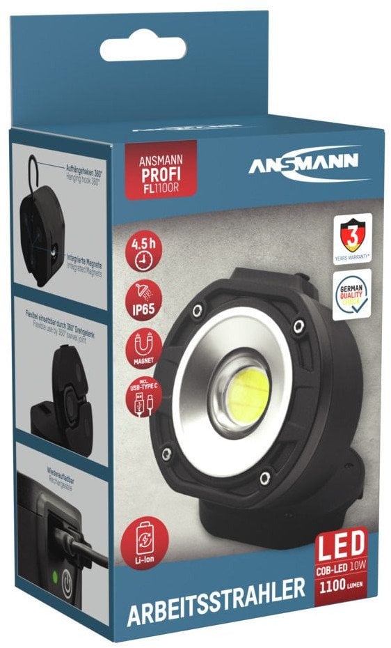 Latarka Ansmann 990-00122 Pocket FL1100R LED monochromatyczna, ładowalna lampa robocza 10 W 1100 lm