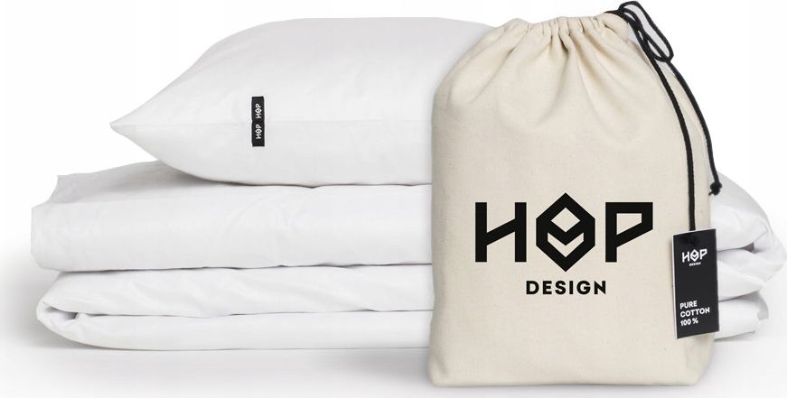 HOP DESIGN Pościel bawełniana 140x200 oraz 1x70x80 Biała