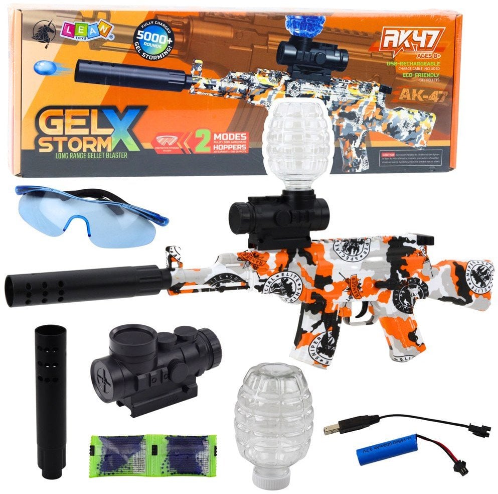 Karabin AK47 Na Kulki Wodne Hydrożelowe Graffiti Pomarańczowy