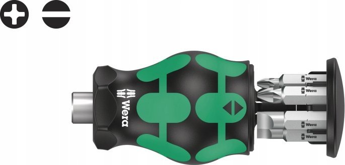 Wera Wera Kraftform compact stubby magazine 4 bit set (black/green, 7 pieces)