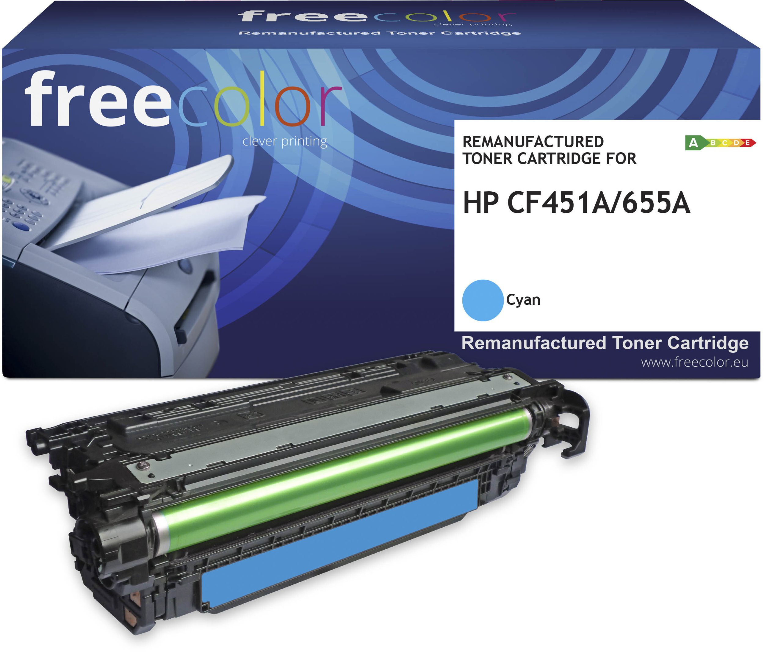 Toner Freecolor Toner HP 655A (CF451A) cyan 10500 stron remanufactured