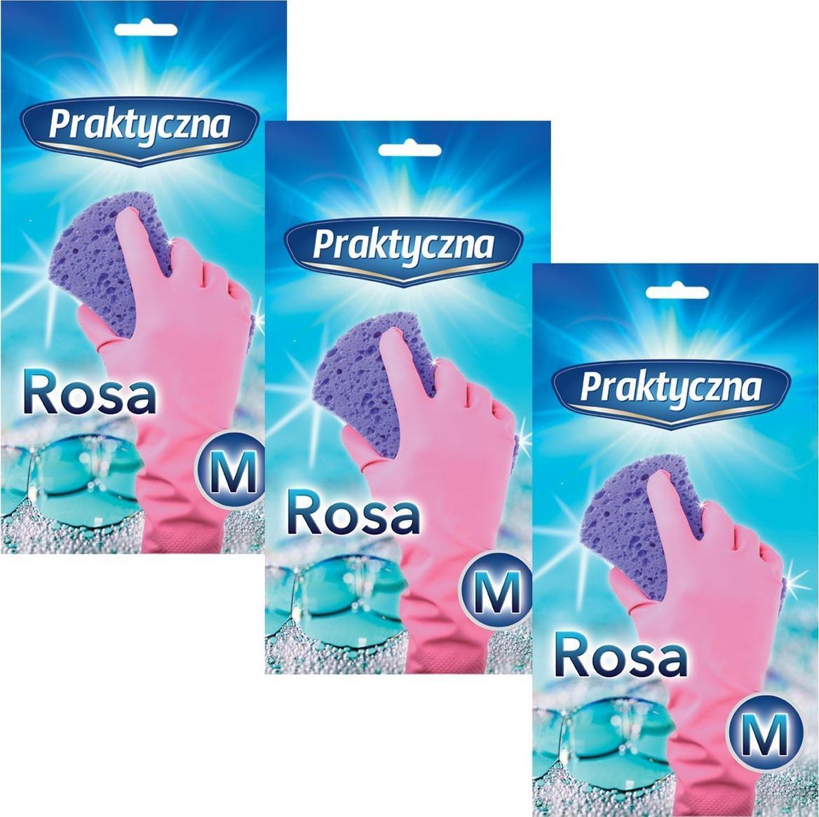 Praktyczna 3x RĘKAWICE LATEKSOWE ROSA - PRAKTYCZNA - M