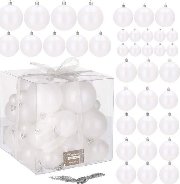 Springos Bombki choinkowe 37 szt. ozdoby świąteczne perłowy biały UNIWERSALNY