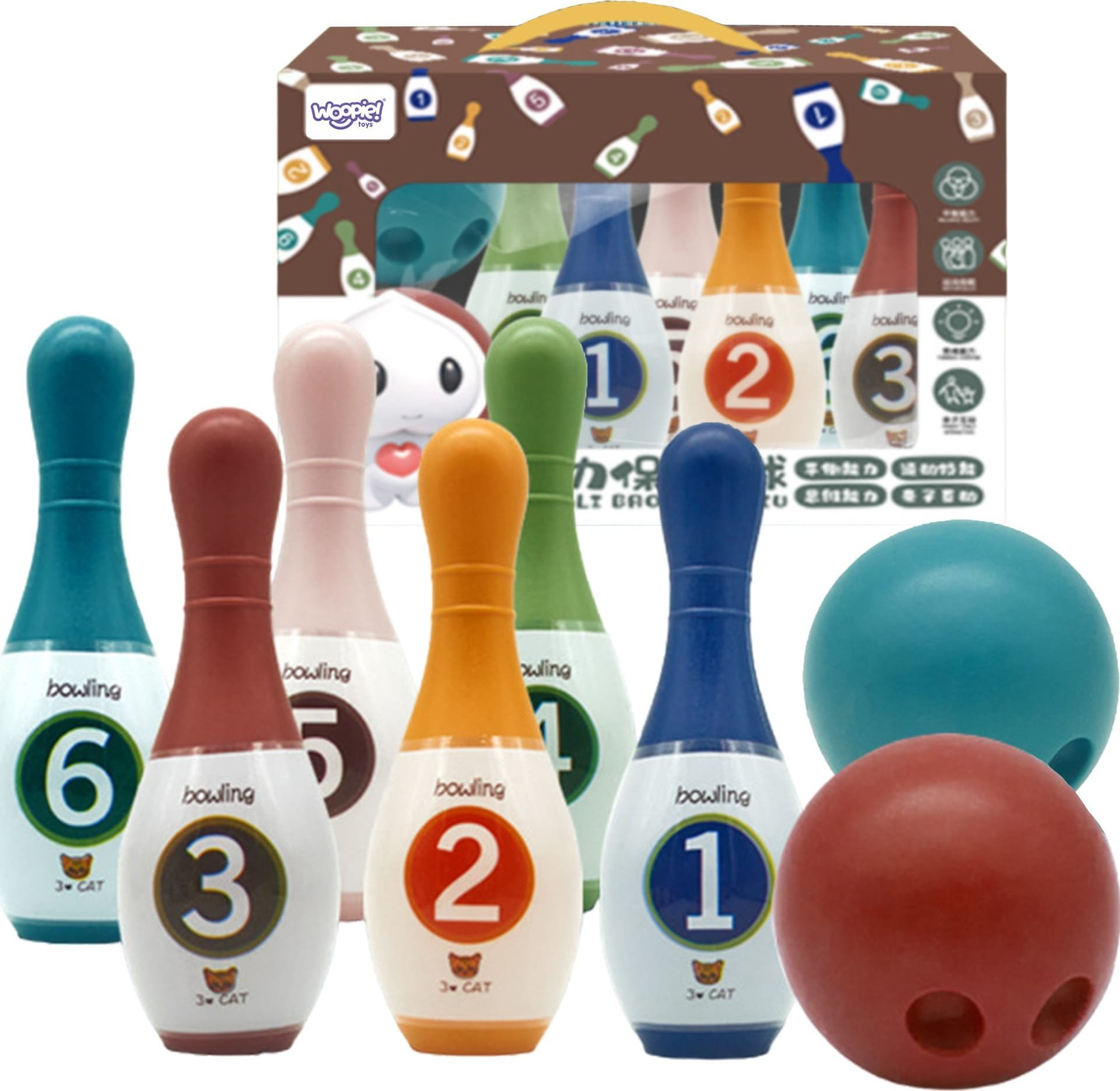 Woopie WOOPIE Kolorowe Kręgle dla Dzieci Cyferki