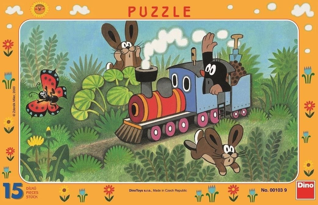 Puzzle 15 Ramkowe Krecik i ciuchcia DINO