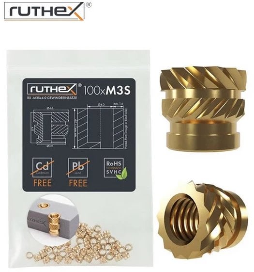 Ruthex M3 Trumpas sriegiuotas įdėklas – Rx-M3Sx4.0 - 100vnt