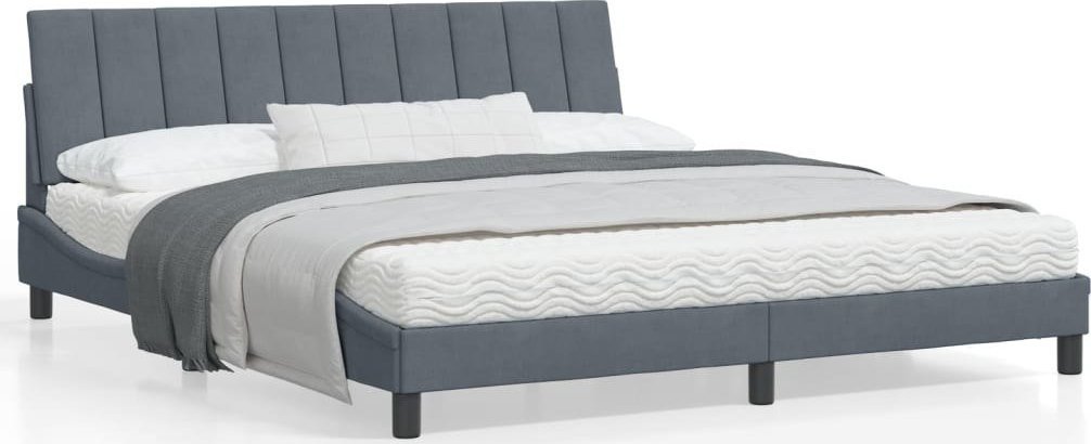 vidaXL Rama łóżka z LED, ciemnoszara, 180x200 cm, aksamitna