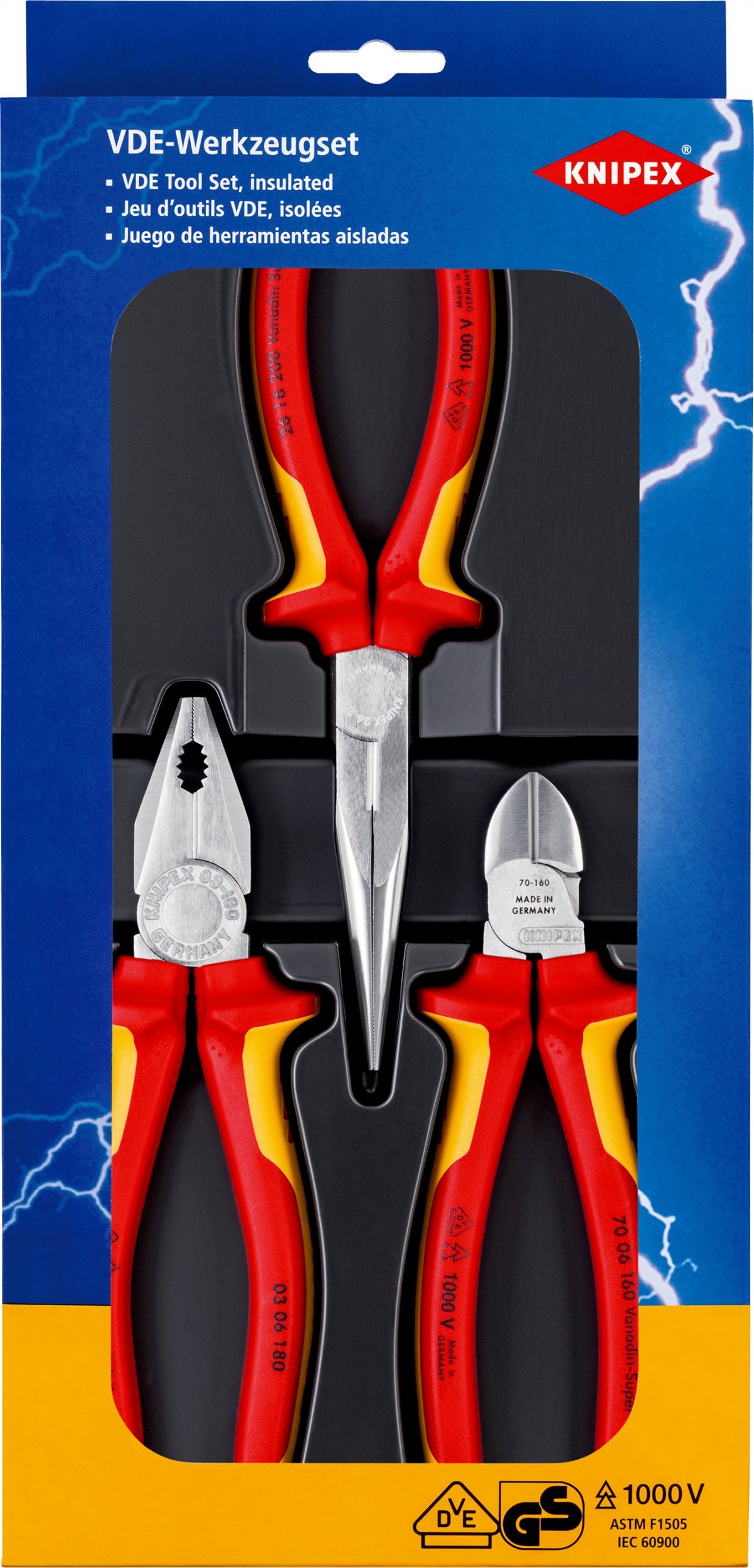 Knipex szczypce izolowane zestaw 3-sztuki (00 20 12)