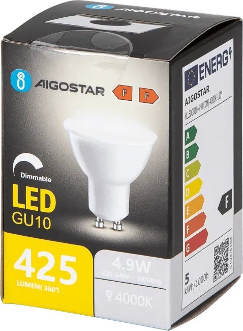 Aigostar Żarówka LED GU10 4.9W 4000K z możliwością ściemniania LED GU10 4.9W 4000K z możliwością ściemniania