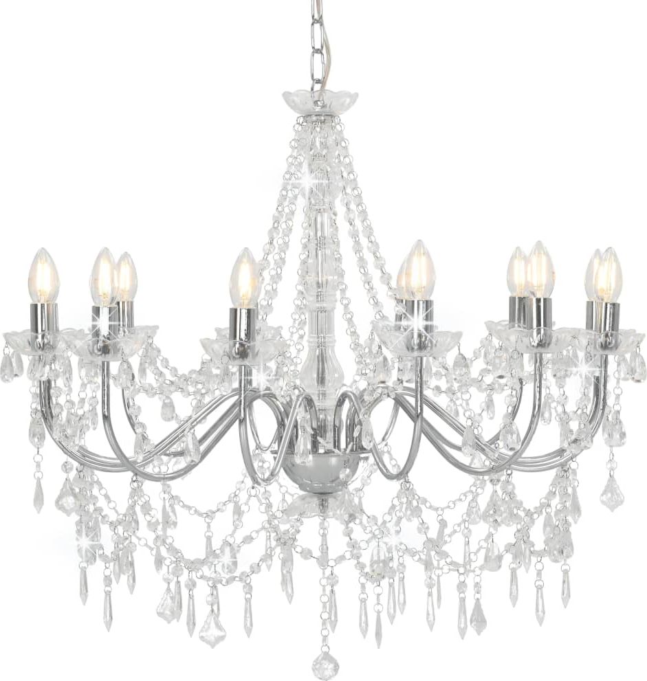 Lampa wisząca Lumes Srebrny świecznikowy żyrandol kryształowy - EX99-Antos