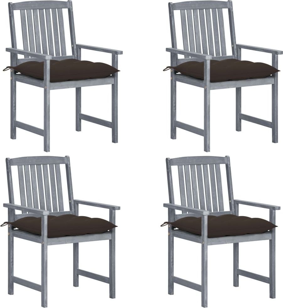 vidaXL Krzesła reżyserskie z poduszkami 4 szt. szare akacjowe