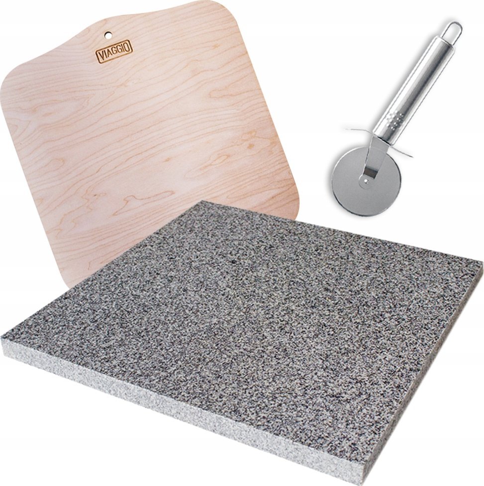 VIAGGIO KAMIEŃ DO PIZZY 35x35 NÓŻ ŁOPATKA + GRATIS