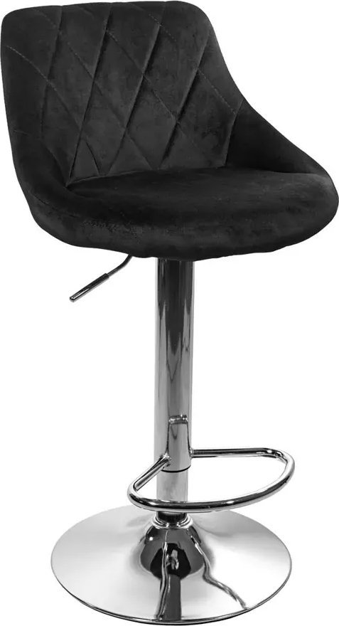 Elior Czarny hoker tapicerowany z oparciem i podnóżkiem - Amadeo 3X