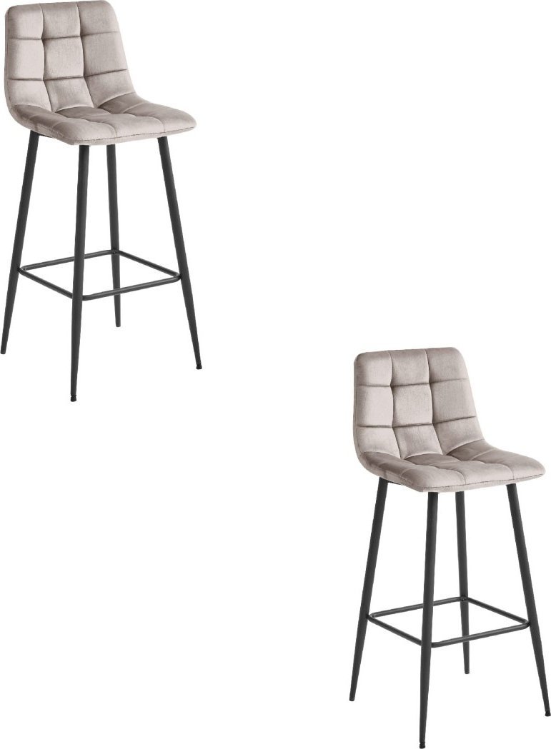 Hoker ARCETO - aksamit ciemny beż / nogi czarne x 2