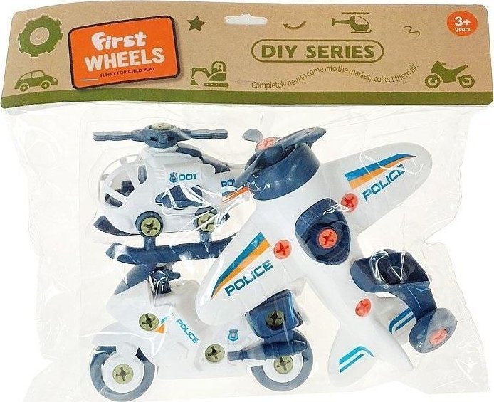 Zestaw 3 pojazdów policyjnych do skręcania