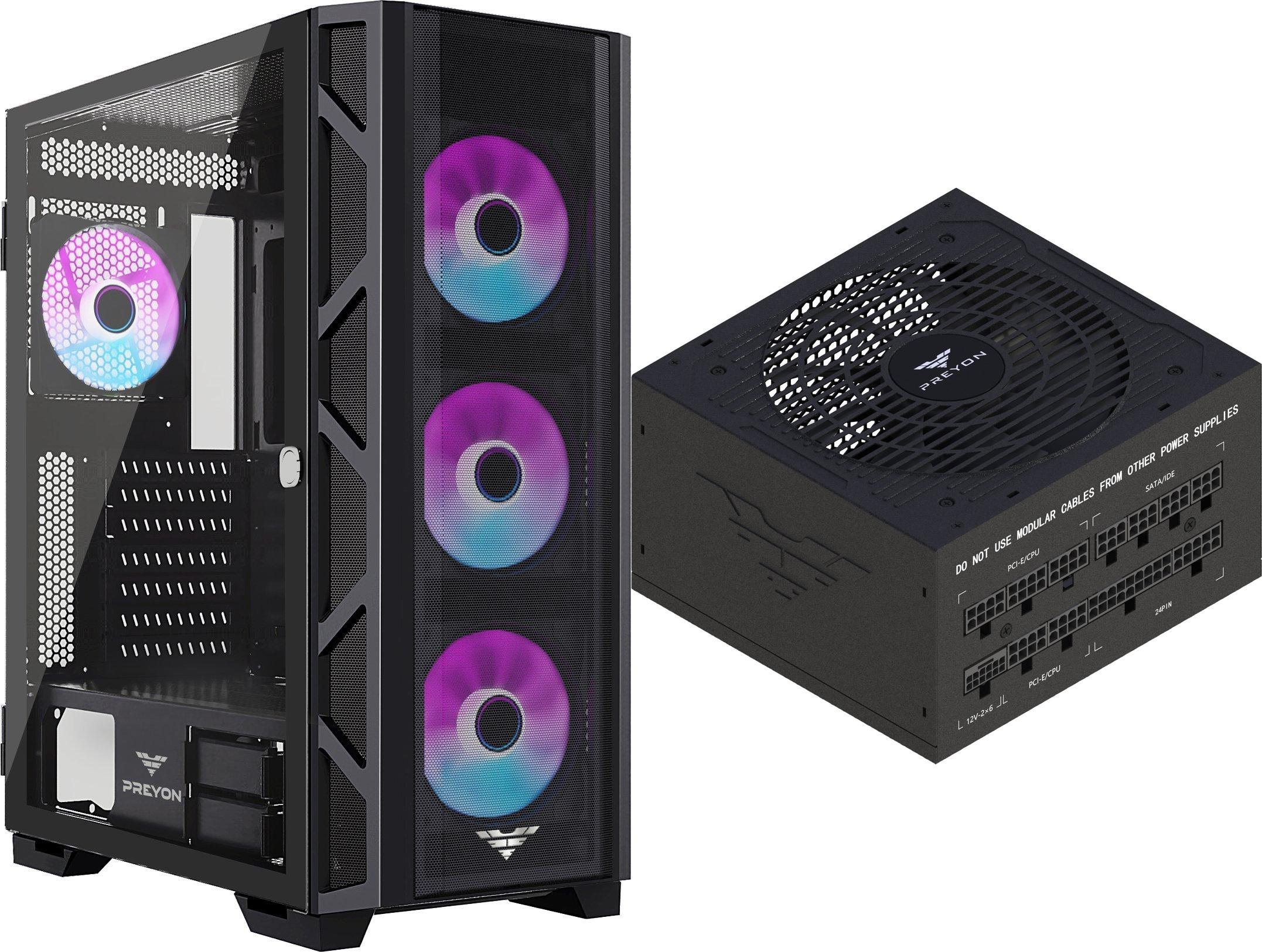 Obudowa PREYON Obudowa PREYON Nest Meshy+ (PRENMP04B) + Zasilacz PREYON EAGLE POWER GOLD 750W