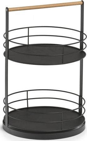 Zeller Taca do serwowania, 2-piętrowa, metal / drewno, czarny, wysokość: 43 cm