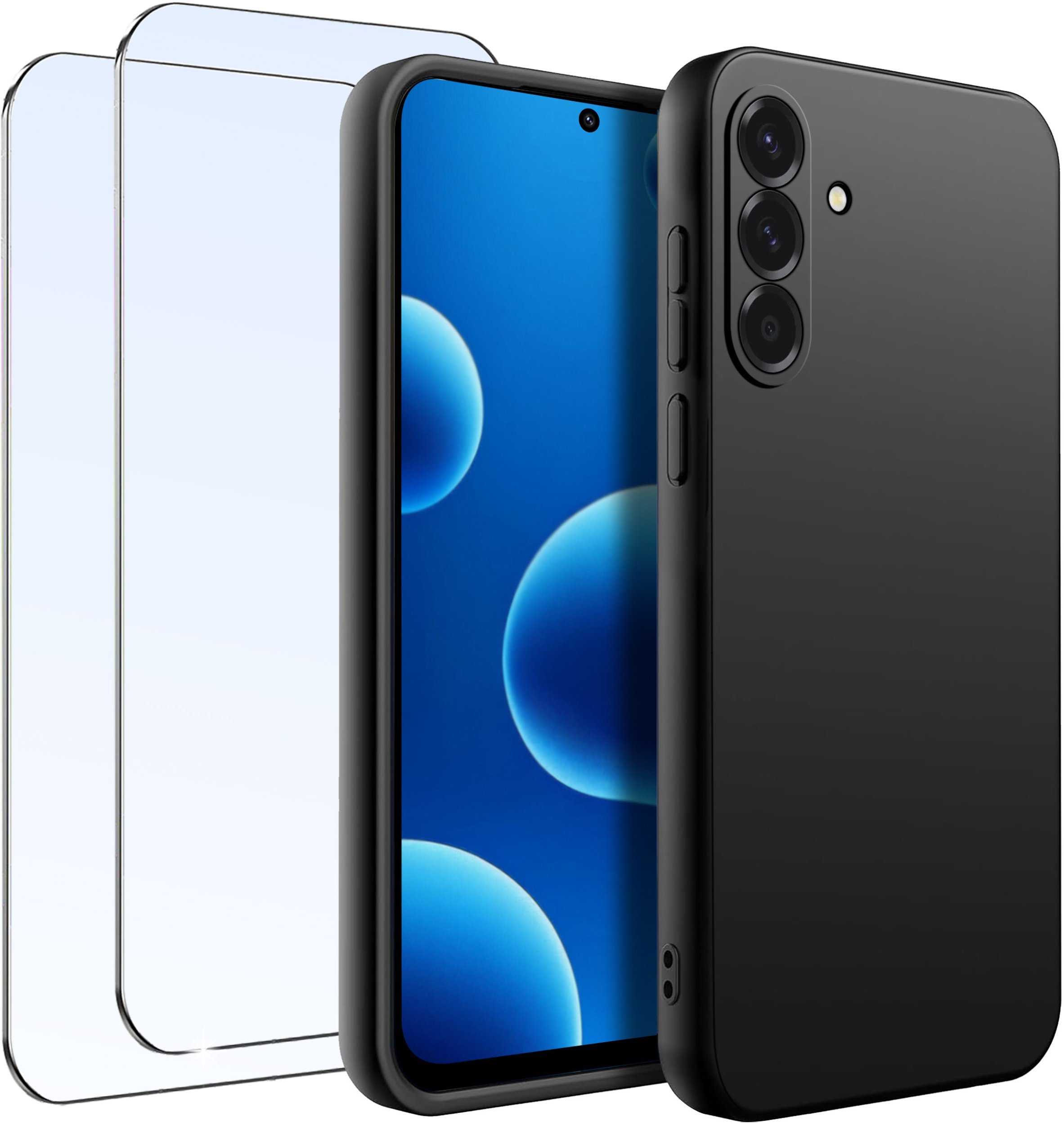 ZESTAW Etui do Samsung A56 5G Matowe Czarne Silikon 2 SZTUKI SZKŁO