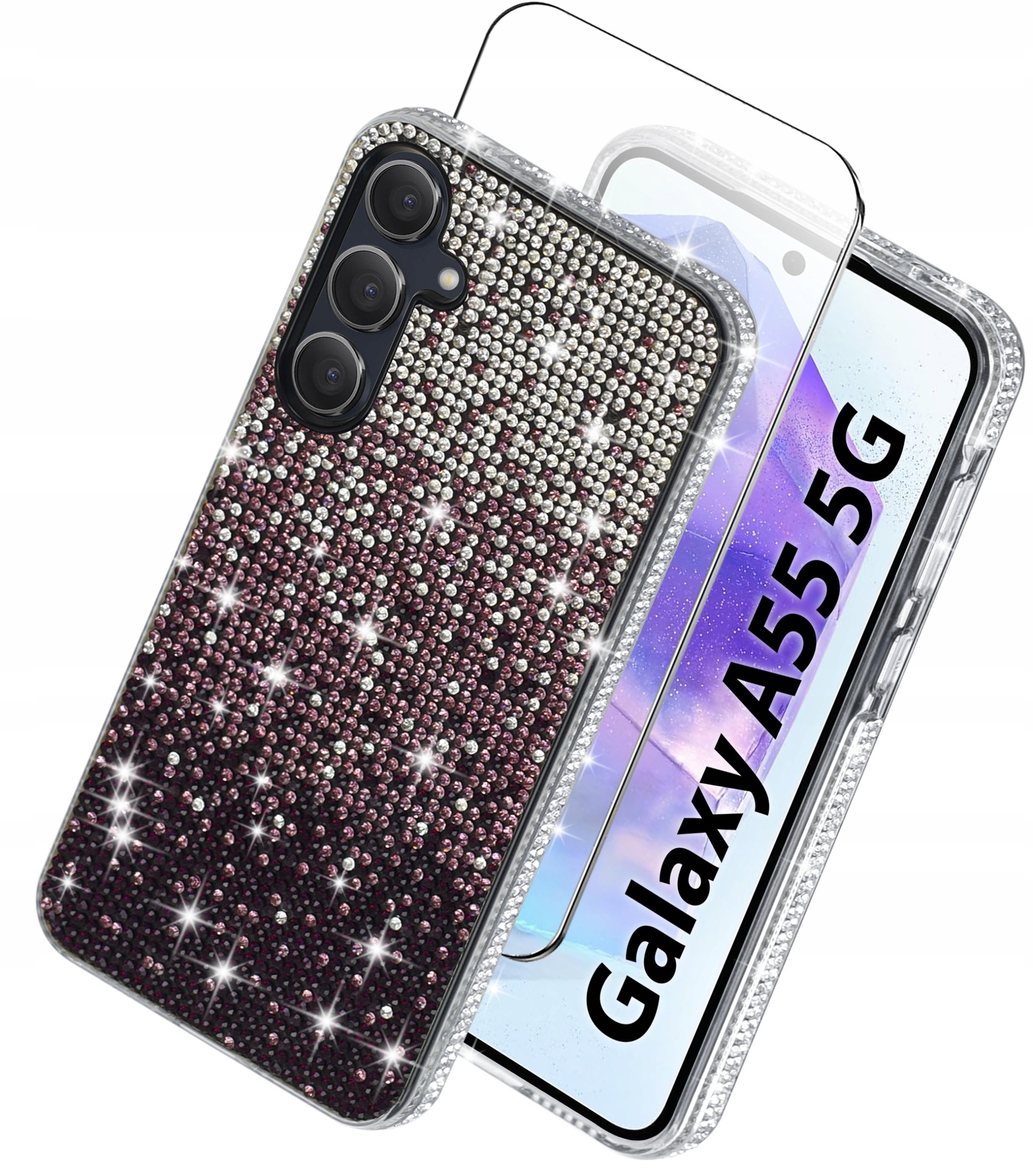 Etui do Samsung A55 5G silikonowe BROKAT DIAMOND Szkło ochronne na ekran 9H