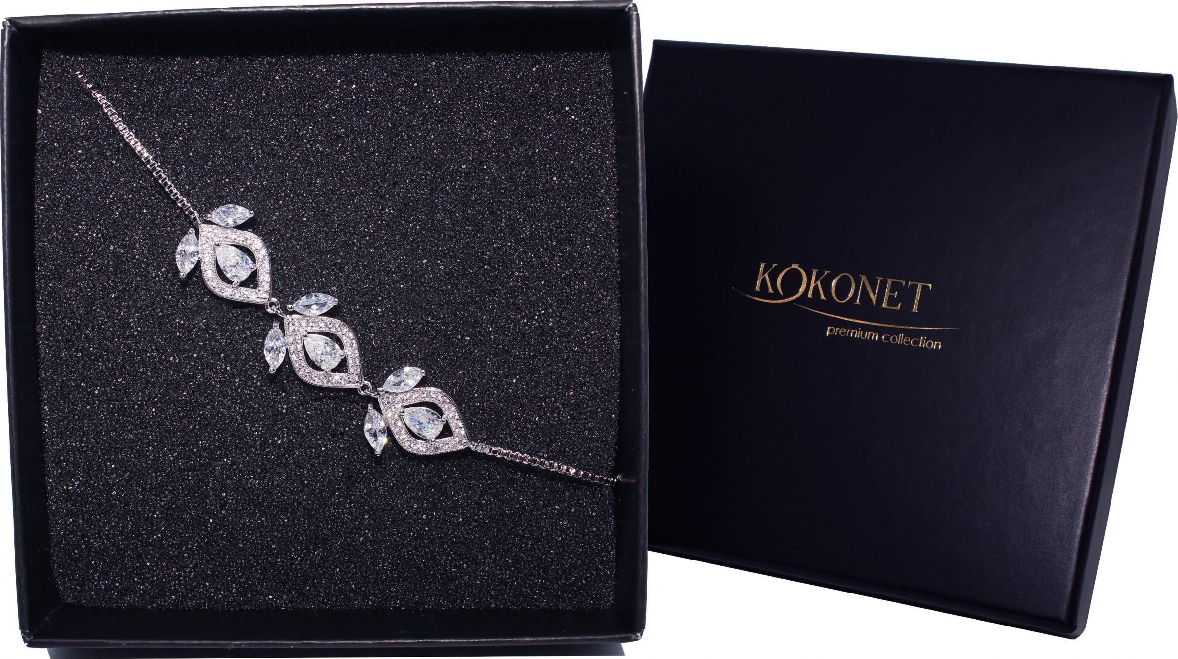 KOKONET BRANSOLETKA ślubna regulacja posrebrzana SWAROVSKI
