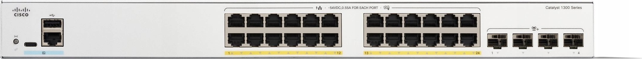 Switch Cisco CISCO Catalyst 1300 24-Port Switch / PoE+ with 370W power budget / 4 x 10G SFP+ Uplinks
