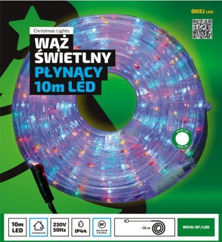 Lampki choinkowe Okej Lux Wąż świetlny płynący niebieski zewnętrzny 8-funkcji 10m OKEJ LUX
